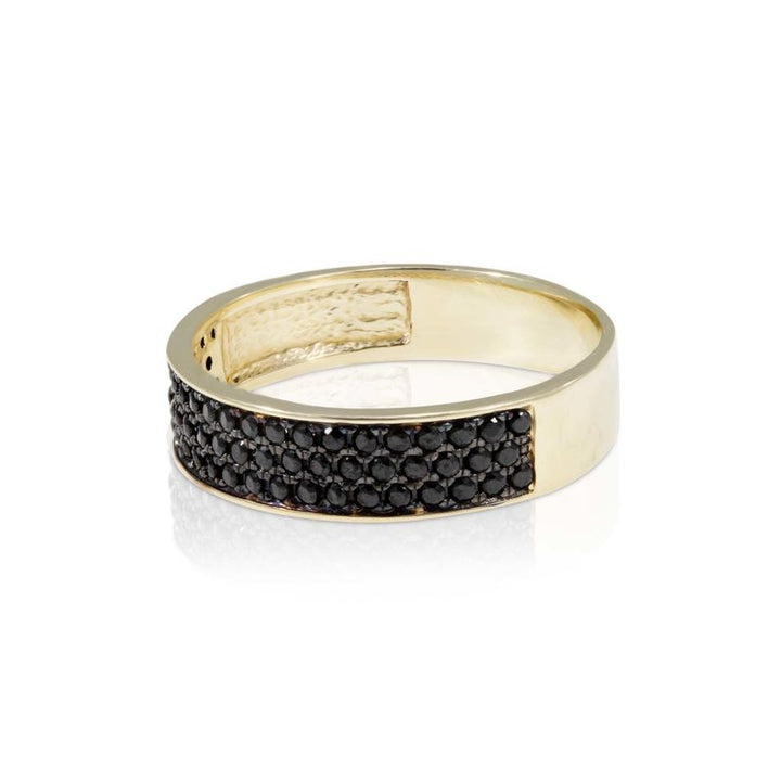 14k Solid Gold Ring With Black CZ Stripes