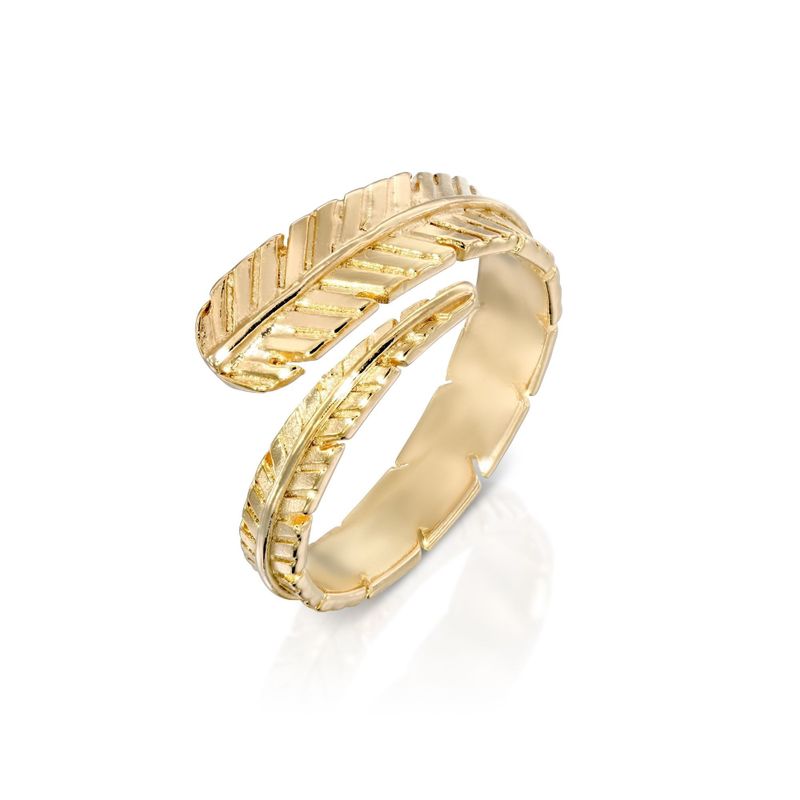 Yellow Gold Plated Feather Snake Ring