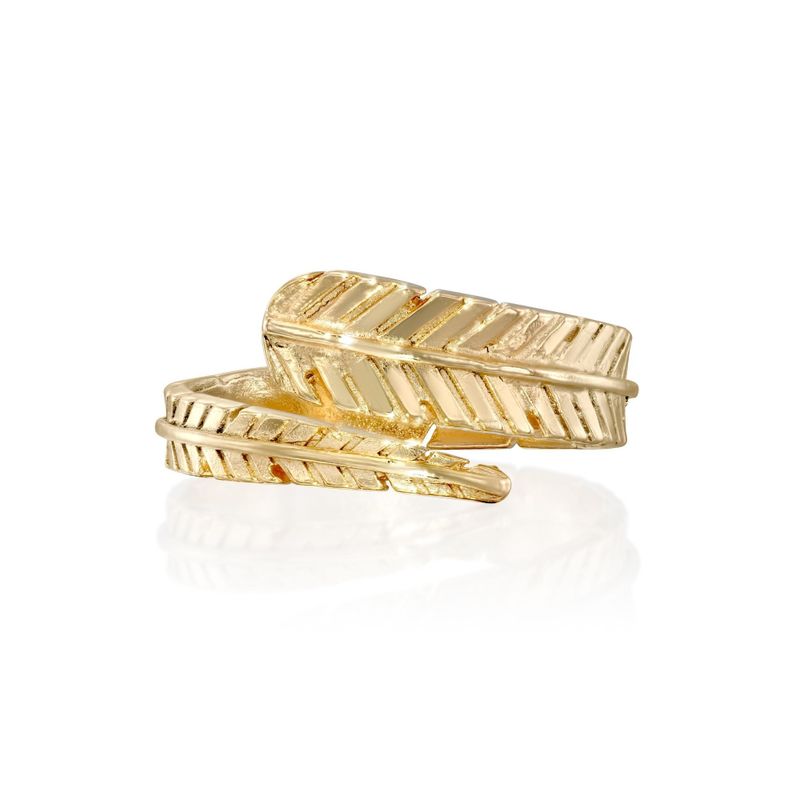 Yellow Gold Plated Feather Snake Ring