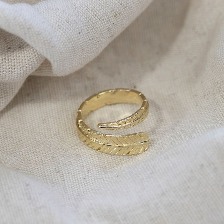 Yellow Gold Plated Feather Snake Ring