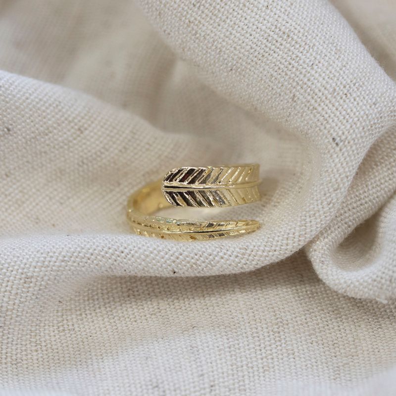 Yellow Gold Plated Feather Snake Ring