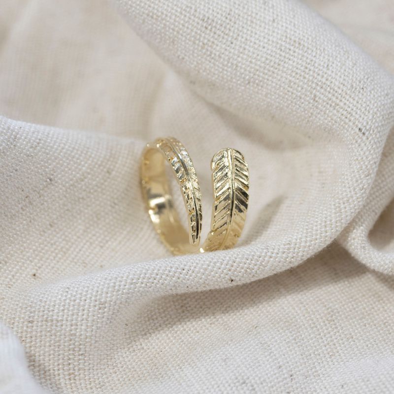 Yellow Gold Plated Feather Snake Ring