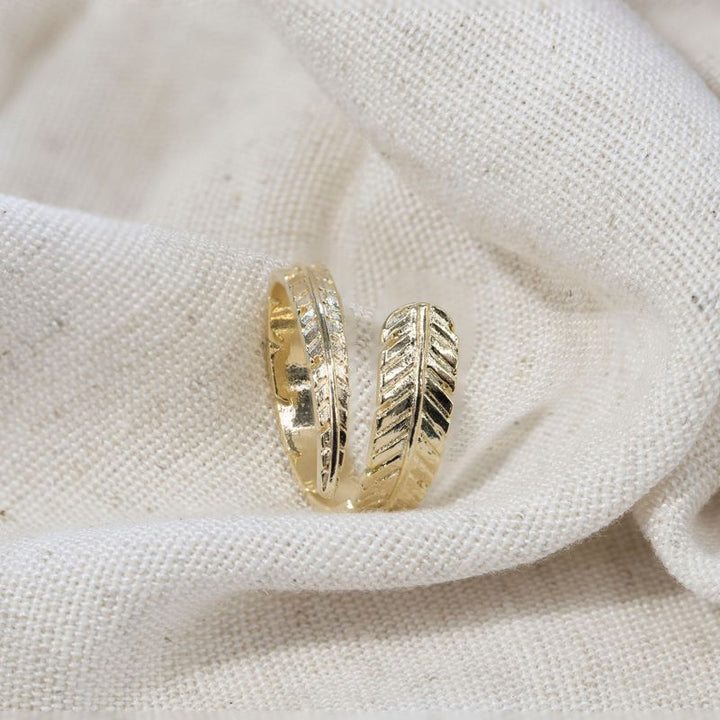 Yellow Gold Plated Feather Snake Ring