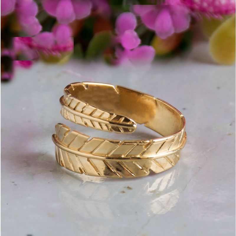 Yellow Gold Plated Feather Snake Ring