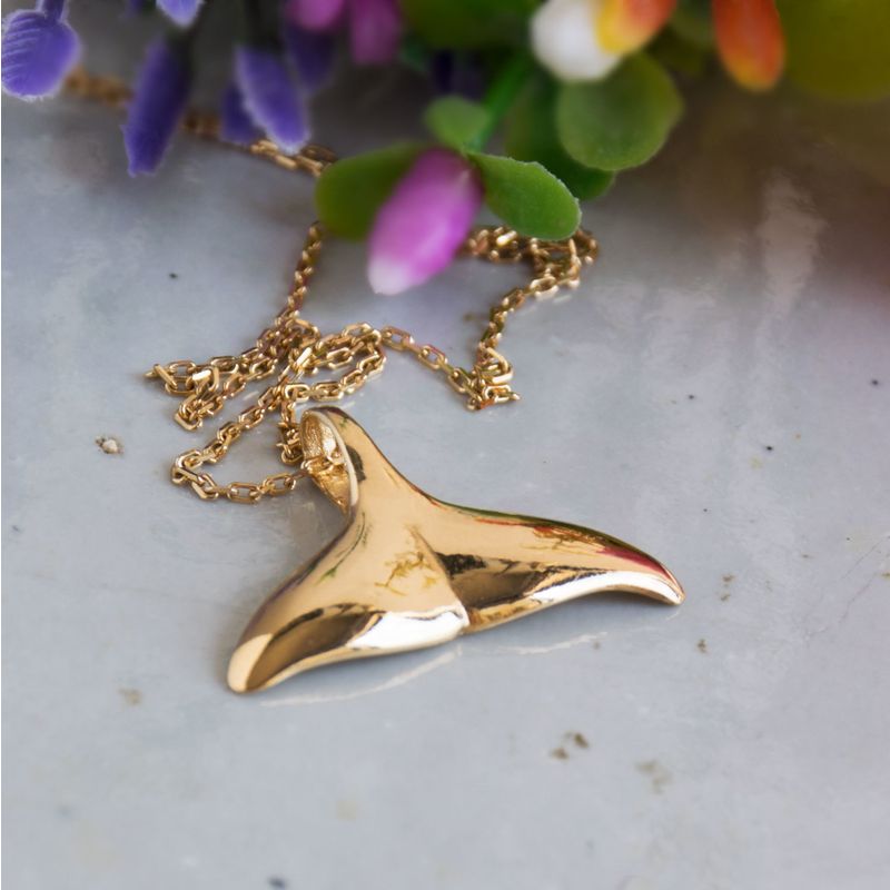 Yellow Gold Plated Whale Fin Pendant