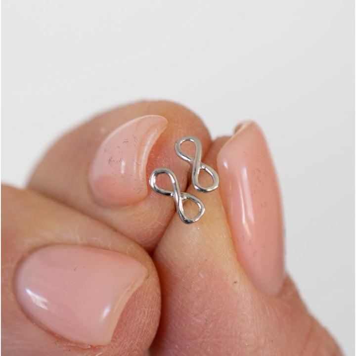 14k Solid Gold Infinity Stud Earrings With Gold Closures