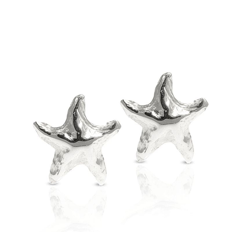 14k Solid Gold Starfish Stud Earrings With Gold Closures