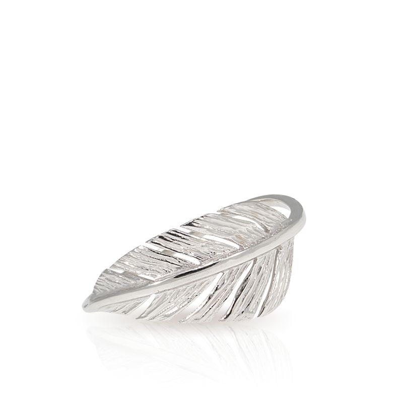 14K White Gold Feather Ring