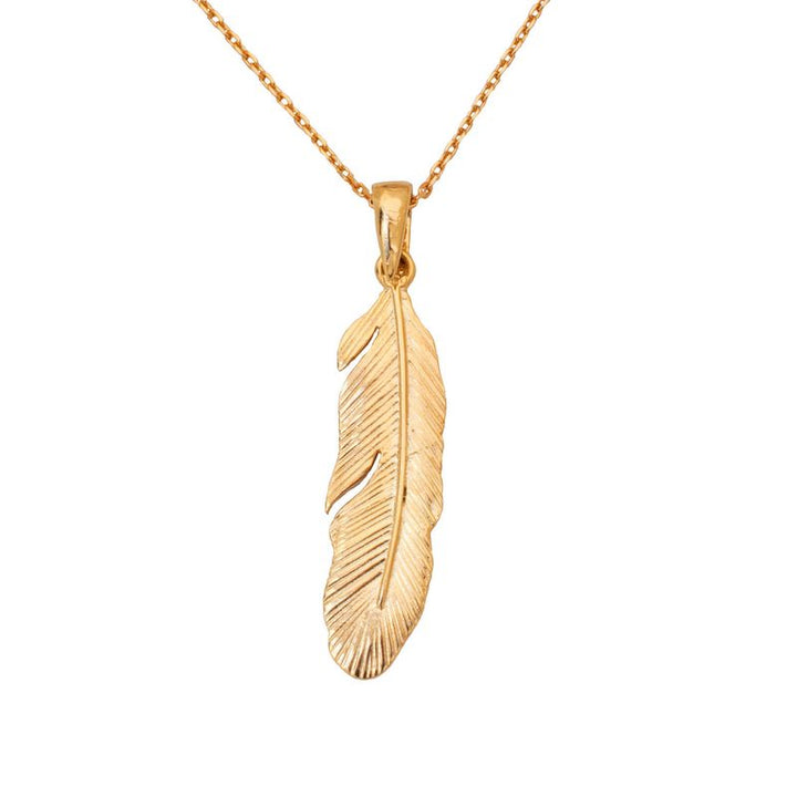 Yellow Gold Plated Feather Pendant