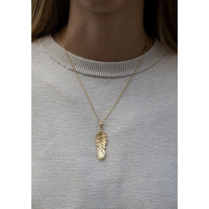 Yellow Gold Plated Feather Pendant