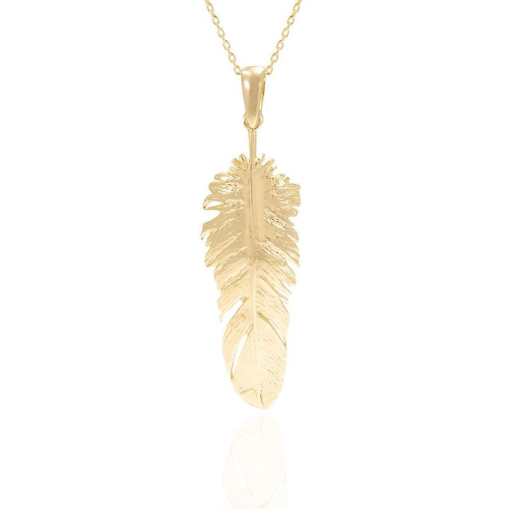 Yellow Gold Plated Feather Pendant