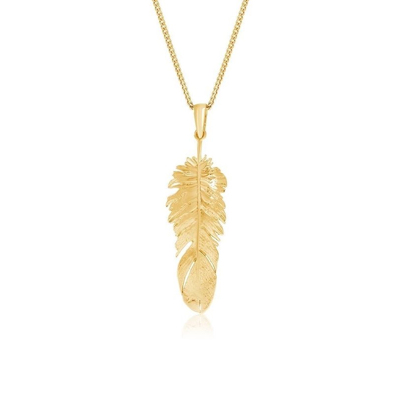 Yellow Gold Plated Feather Pendant