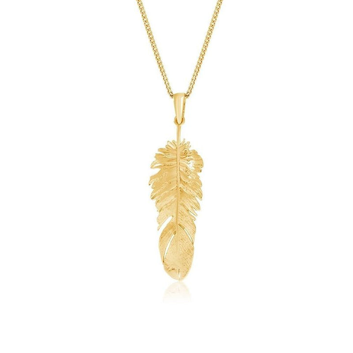 Yellow Gold Plated Feather Pendant