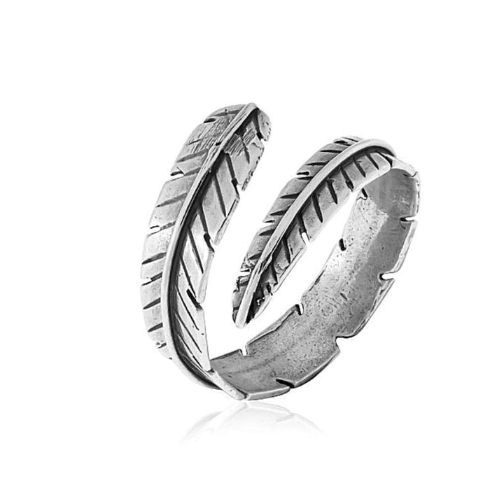 925 Sterling Silver Feather Adjustable Ring