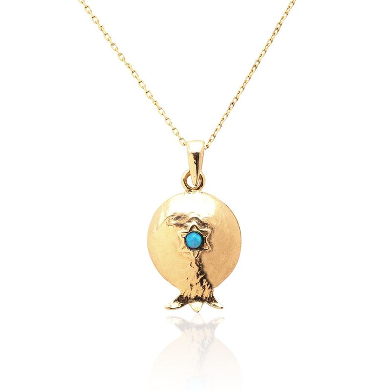 Yellow Gold Plated Blue Opal 3mm Pendant