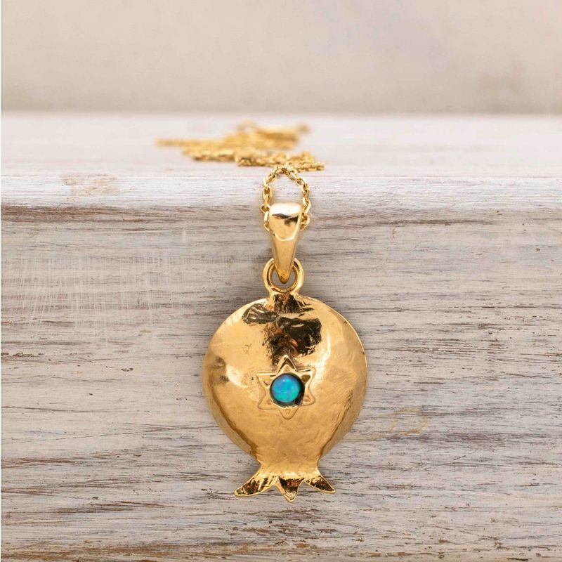 Yellow Gold Plated Blue Opal 3mm Pendant