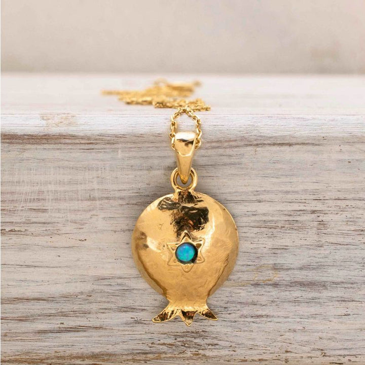 Yellow Gold Plated Blue Opal 3mm Pendant