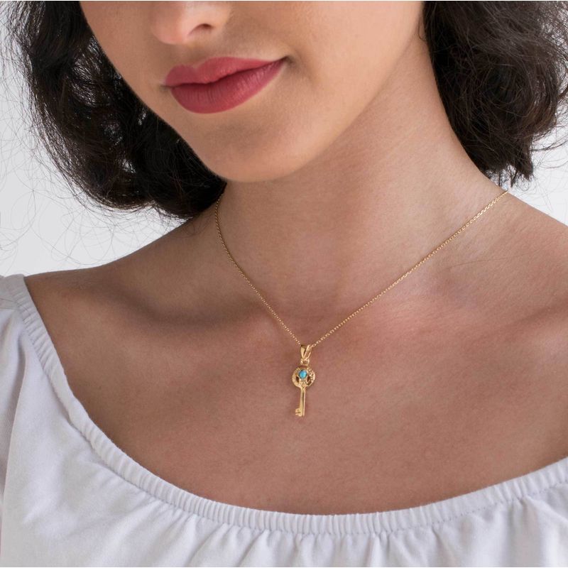 Yellow Gold Plated Blue Opal 3mm Pendant