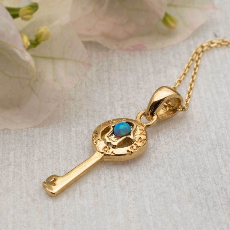 Yellow Gold Plated Blue Opal 3mm Pendant