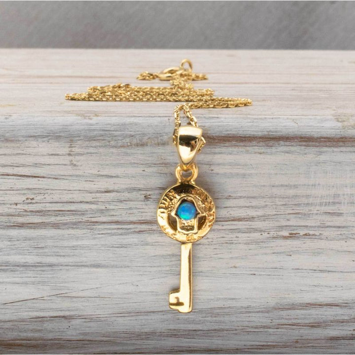 Yellow Gold Plated Blue Opal 3mm Pendant