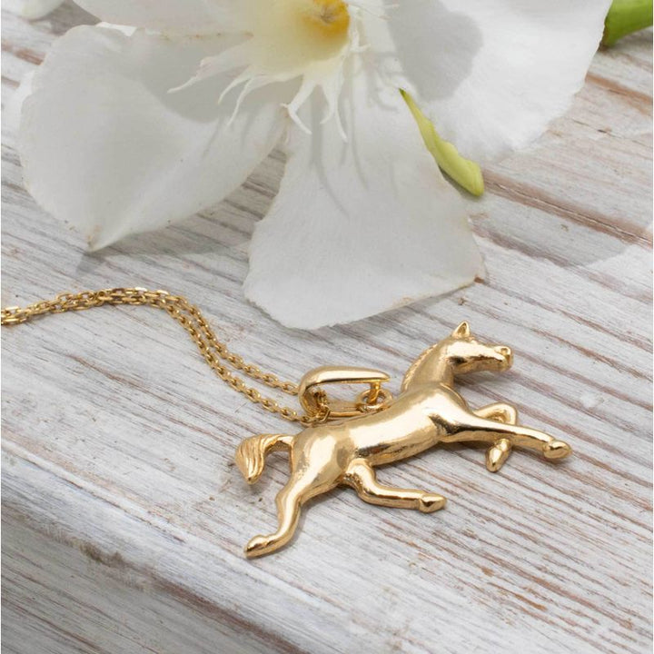 Yellow Gold Plated Racing Horse Pendant