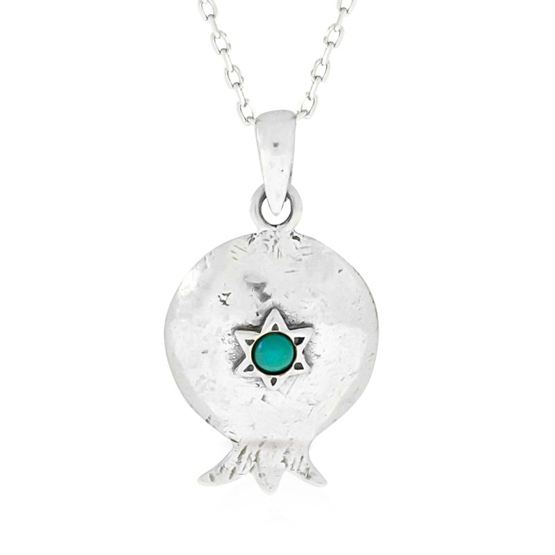 925 Sterling Silver Pomegranate Pendant With 3mm Turquoise Gemstone