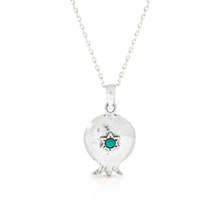 925 Sterling Silver Pomegranate Pendant With 3mm Turquoise Gemstone