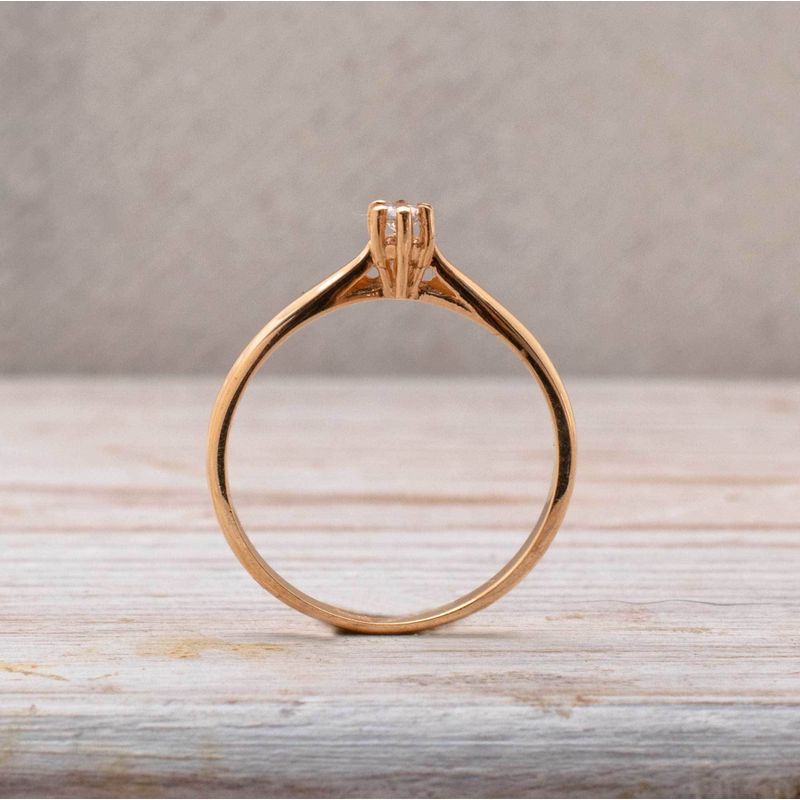 14K Rose Gold Round White Cubic Zirconia 3mm Ring