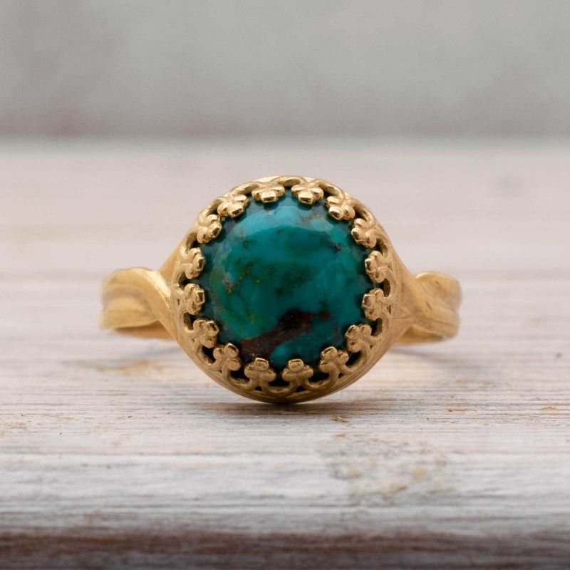 Yellow Gold Plated Blue Eilat 10mm Ring