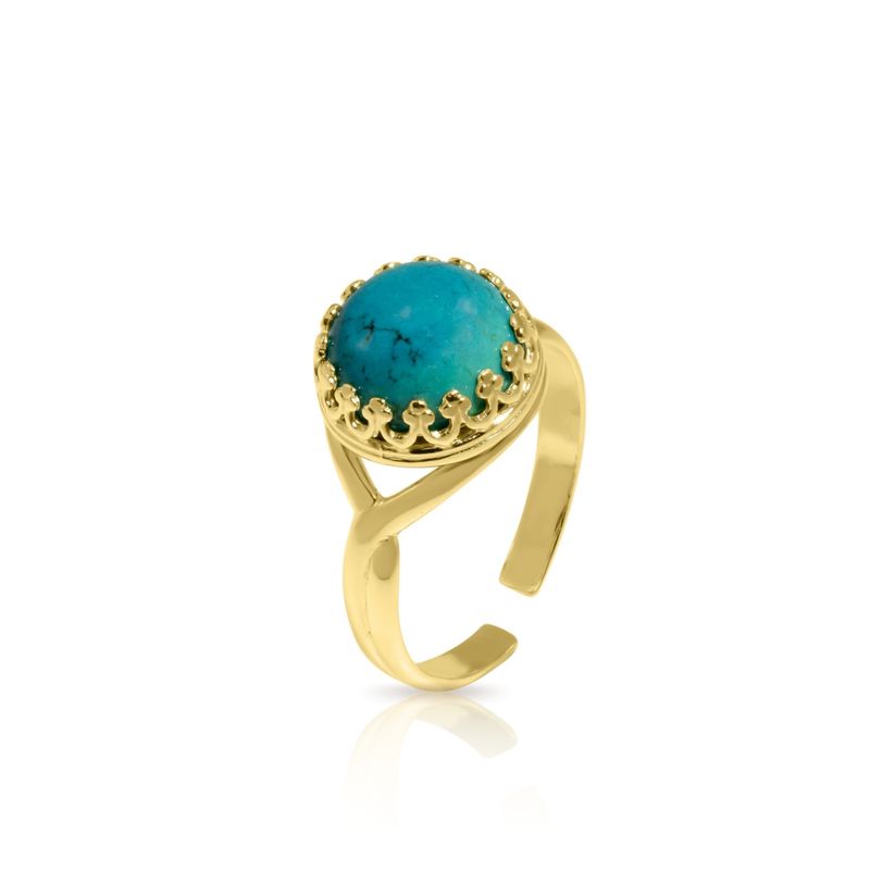 Yellow Gold Plated 925 Sterling Turquoise 10mm