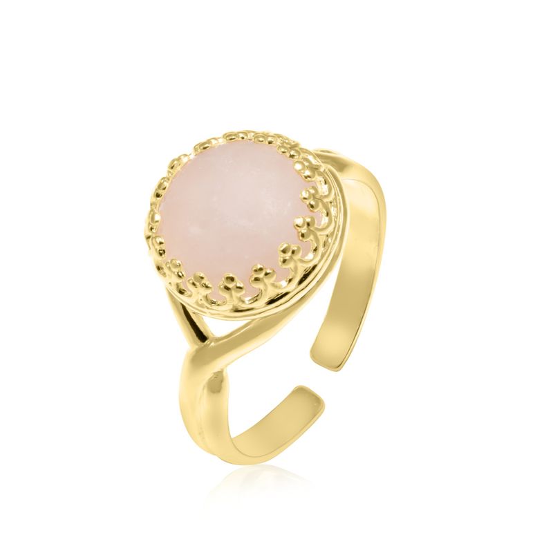 Yellow Gold Plated Pink Rose Quartz 10mm Ring