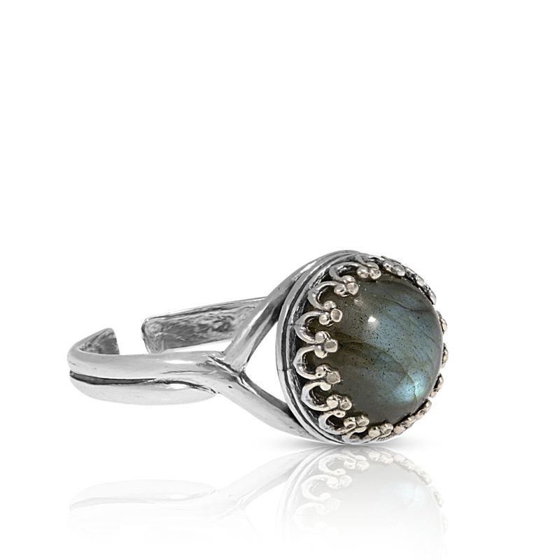 925 Sterling Silver Round Brown Labradorite 10mm Ring