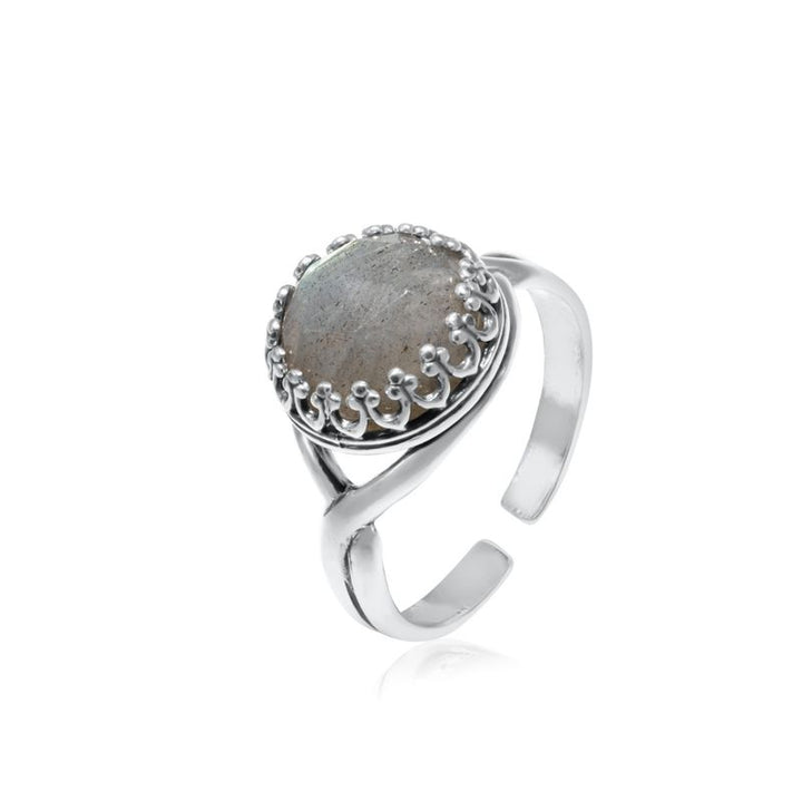 925 Sterling Silver Round Brown Labradorite 10mm Ring