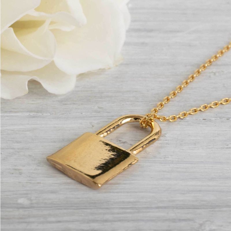 Yellow Gold Plated Lock Pendant