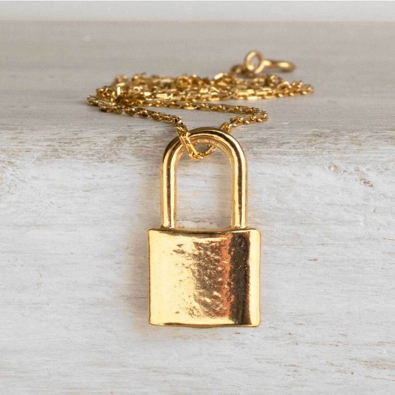 Yellow Gold Plated Lock Pendant