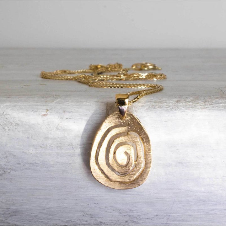 14K Yellow Gold 3D Spiral Necklace