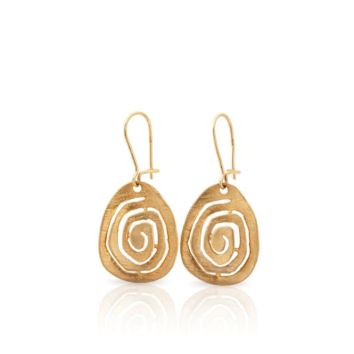 14K Yellow Gold Dangle Spiral Earrings