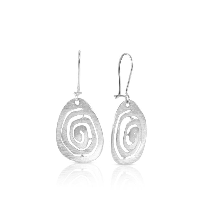 14K White Gold Dangle Spiral Earrings