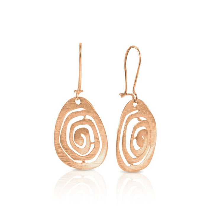 14K Rose Gold Spiral Dangle Earrings