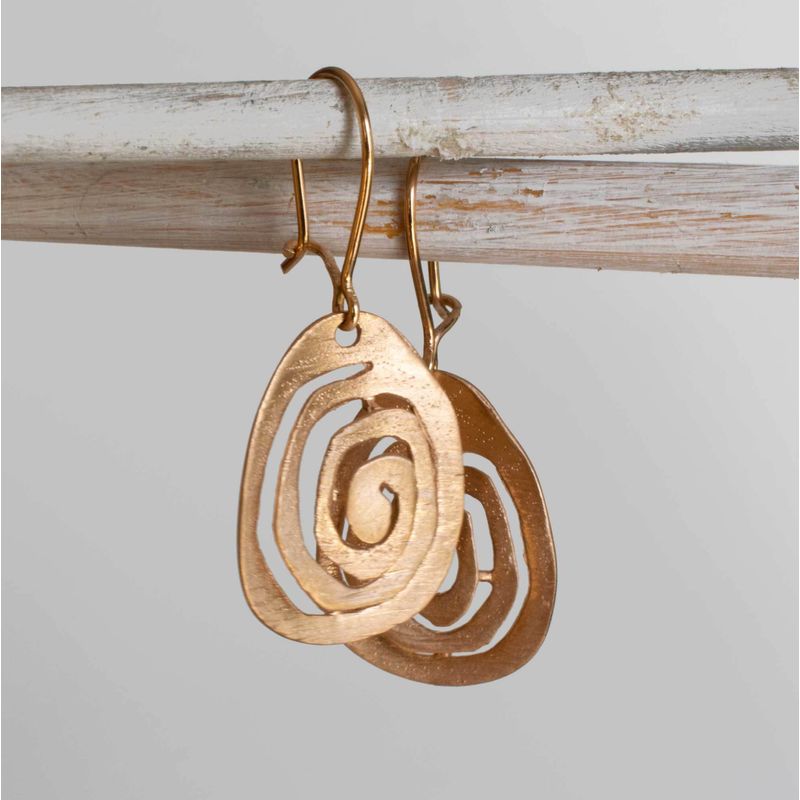 14K Rose Gold Spiral Dangle Earrings