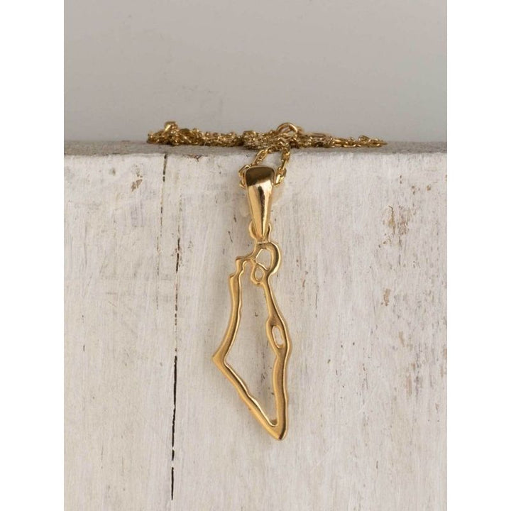 Yellow Gold Plated Map Of Israel Pendant