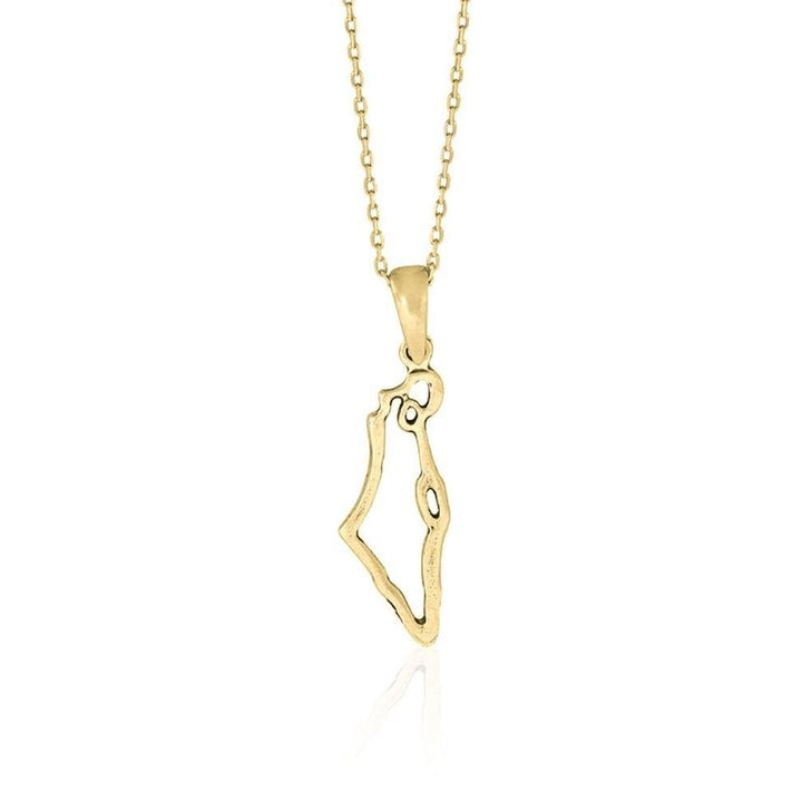 Yellow Gold Plated Map Of Israel Pendant