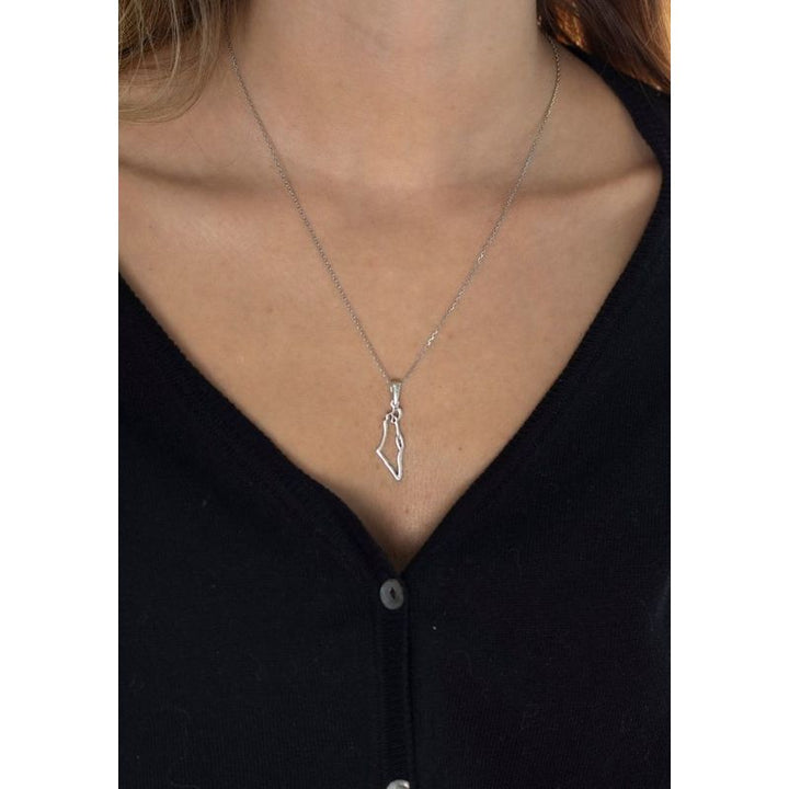 925 Sterling Silver Map Of Israel Pendant
