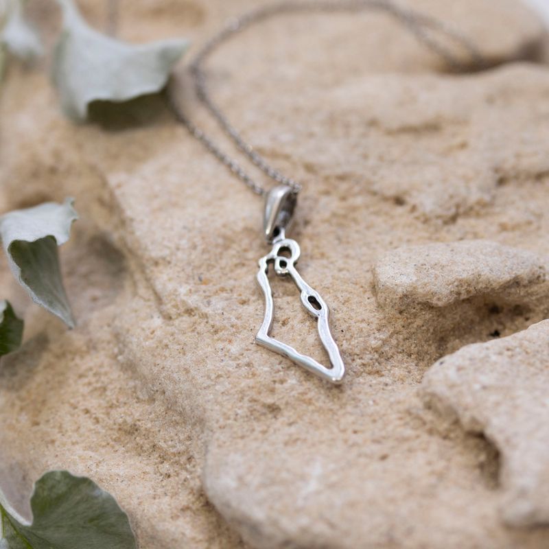 925 Sterling Silver Map Of Israel Pendant