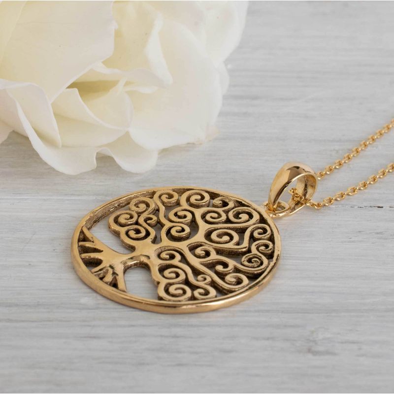 Yellow Gold Plated Tree Of Life Large Pendant