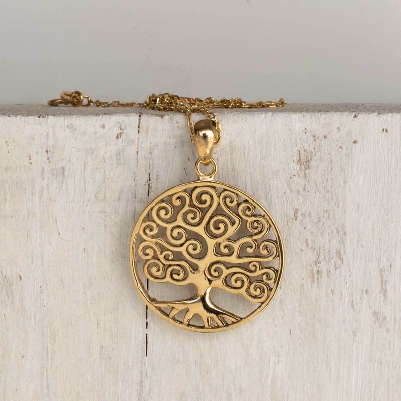 Yellow Gold Plated Tree Of Life Large Pendant