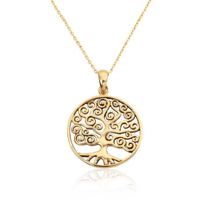 Yellow Gold Plated Tree Of Life Large Pendant
