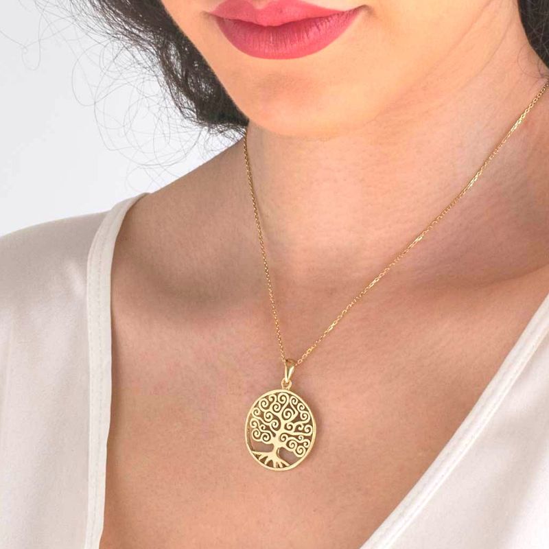 Yellow Gold Plated Tree Of Life Large Pendant