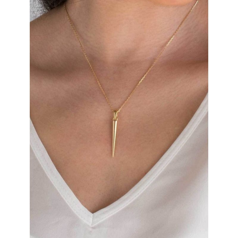 Yellow Gold Plated Long Spike Necklace