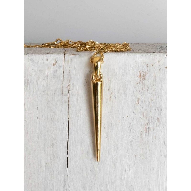 Yellow Gold Plated Long Spike Necklace